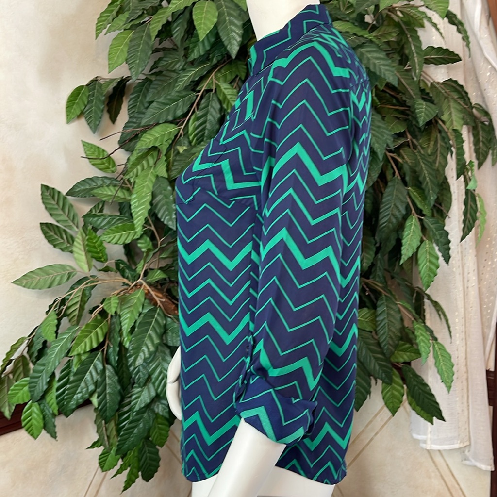 The Limited Navy & Green Chevron Shirt — image 5 of 8
